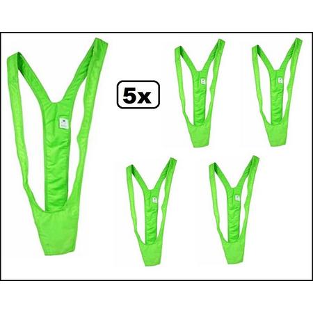 5x Mankini fluor groen