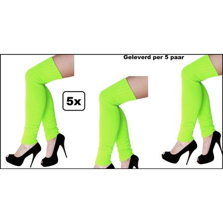 5x Paar Dames knee-over beenwarmers fluor groen