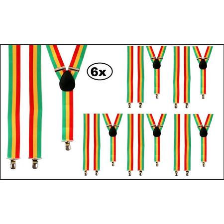 6x Bretel rood/geel/groen