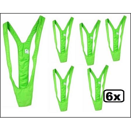 6x Mankini fluor groen