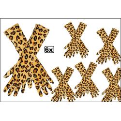 6x Paar handschoenen Cheetah