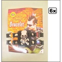 6x Punk armband met ringen luxe