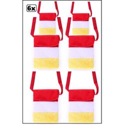 6x Tasje troepzak rood/wit/geel