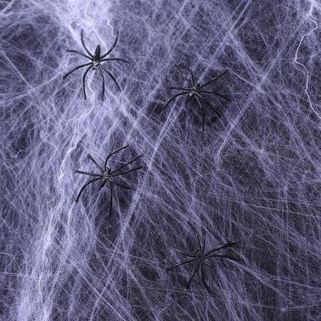Spinnenweb met 12 spinnen wit 1000 gr brandvertragend