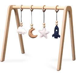 Toddie - Blank houten babygym , met ruimte hangers - speelboog massief hout - playgym baby