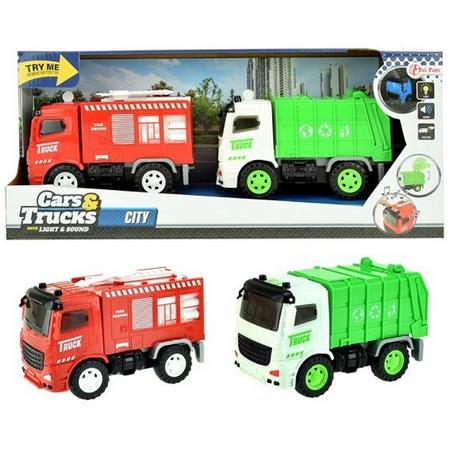 Toi Toys Brandweerwagen en vuilniswagen