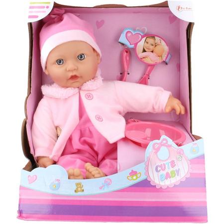 Toi Toys Cute Baby Babypop Roze Shirt met accesoires