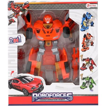 Toi Toys Transformerende Robot in Raceauto Oranje