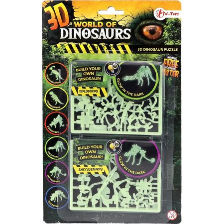 Toi-toys 3d-puzzel Glow-in-the-dark Diplodocus & Ankylosaurus