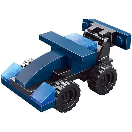 Toi-toys Blocks Bouwpakket Racewagen Donkerblauw 12,5 Cm