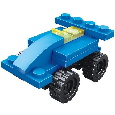 Toi-toys Blocks Bouwpakket Racewagen Lichtblauw 12,5 Cm