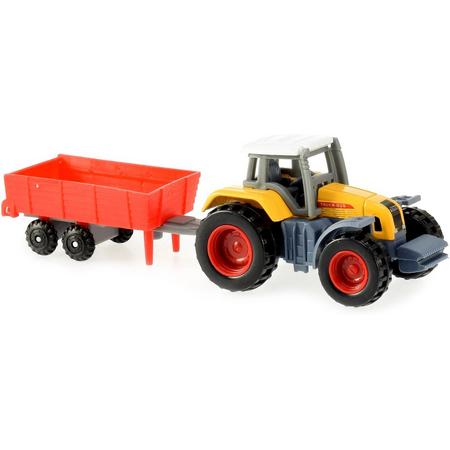 Toi-toys Die-cast Tractor Met Aanhanger Geel 12 Cm
