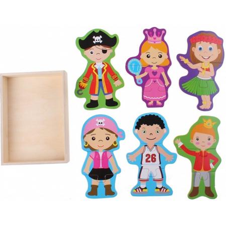 Toi-toys Houten Legpuzzel Verkleedpoppen 19-delig Kostuums