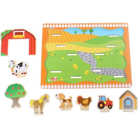 Toi-toys Houten Plug And Play Puzzel Boerderij 9-delig