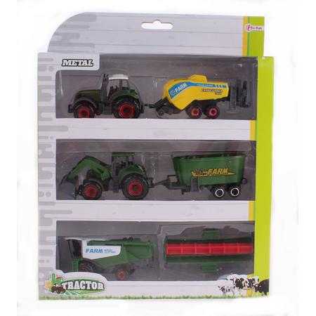 Toi-toys Metal Tractorset Met Grasmaaier 16 Cm