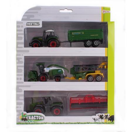 Toi-toys Metal Tractorset Met Groene Aanhanger 16 Cm