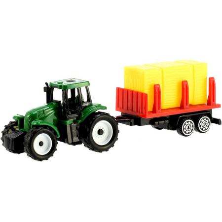 Toi-toys Miniatuur Tractor Met Aanhangers 4-delig 7 Cm Groen/geel