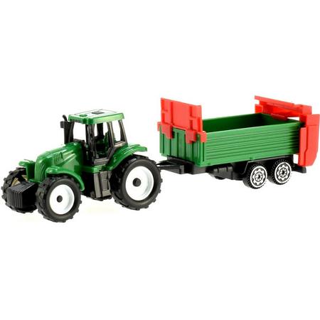 Toi-toys Miniatuur Tractor Met Aanhangers 4-delig 7 Cm Groen/grijs