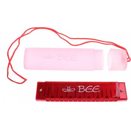 Toi-toys Mondharmonica Bee In Opbergetui 13 Cm Rood
