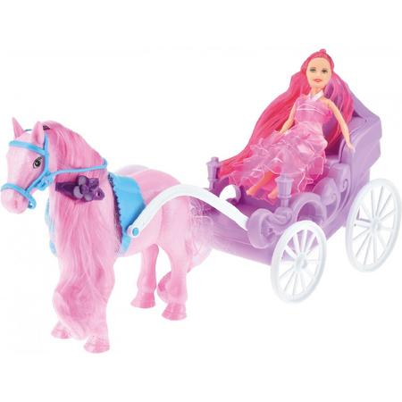 Toi-toys Paard Met Koets En Prinses 30 Cm Roze/paars