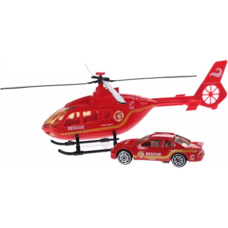 Toi-toys Rescue Team Set Helikopter Met Auto Rood Brandweer