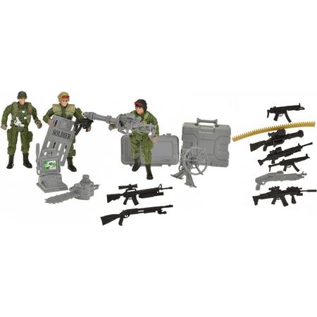 Toi-toys Speelset Army Soldaten Met Accessories 19-delig Legergroen