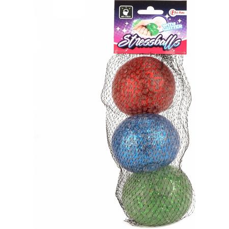 Toi-toys Stressbal Met Glitter 7 Cm 3 Stuks