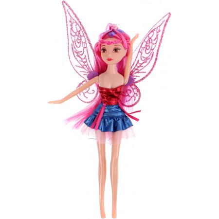 Toi-toys Tienerpop Butterfly Fairy Met Vleugels 22 Cm Rood/blauw