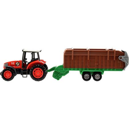 Toi-toys Tractor Met Aanhanger 20 Cm Rood