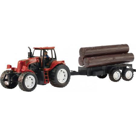 Toi-toys Tractor Met Aanhanger Hout Rood 42 Cm