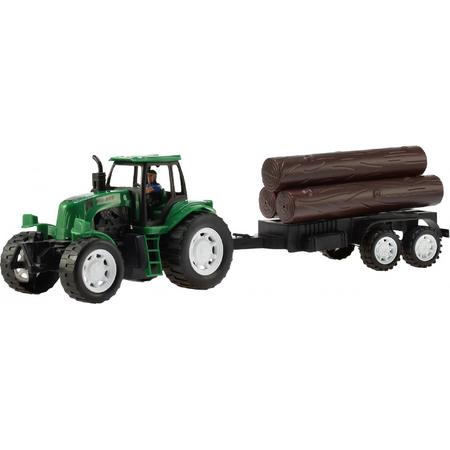 Toi-toys Tractor Met Boomstam Groen 42 Cm