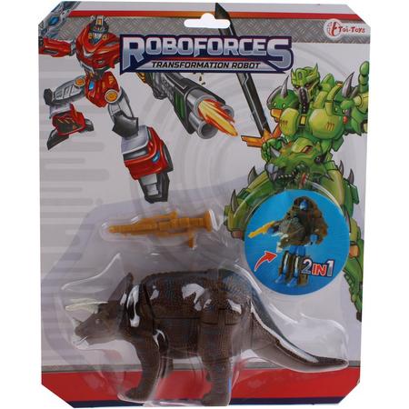 Toi-toys Transformer Triceratops En Robot Bruin 18 Cm