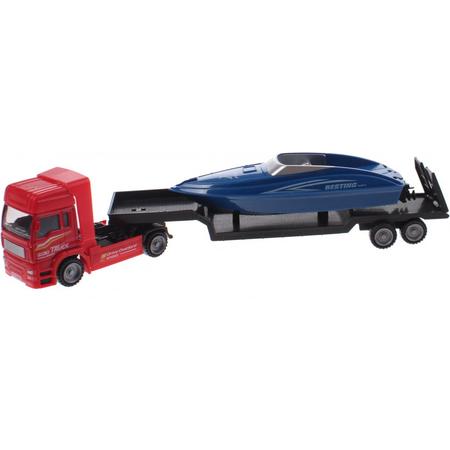 Toi-toys Transporter Truck Met Boot Rood/blauw 30 Cm