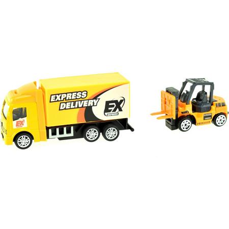 Toi-toys Vrachtwagen Met Vorkheftruck 10 Cm Geel