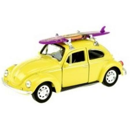 Toi-toys Welly Volkswagen Beetle Met Surfplank Geel 12 Cm