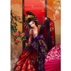 TOPMO- Aziatische dame in traditionele kleding-XL MAAT- 40 x 50 CM - Diamond painting pakket - HQ Diamond Painting - volledig dekkend - Diamant Schilderen - voor Volwassenen – ROND
