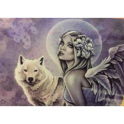 TOPMO Diamond painting- Vrouw met Coyote- volledig 40x50cm