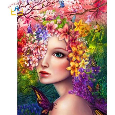 TOPMO- Rainbow girl- XL MAAT- Diamond painting pakket - HQ Diamond Painting - volledig dekkend - Diamant Schilderen – voor Volwassenen – ROND - 40 x 50 CM
