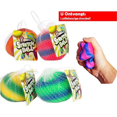 Regenboog Stretch stressbal - 1 exemplaar - Knijpbal voor de hand - Kinderen - 7 cm - Fidget Toy