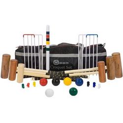 Professioneel Croquet Spel, 6 personen, slaghamers met koperen banden, 16mm dikke stalen poorten, kunststof ballen
