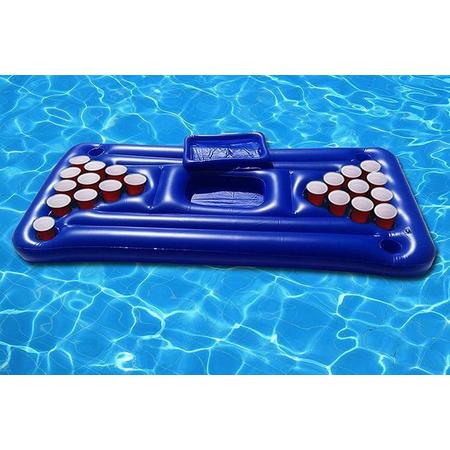 Veex opblaasbare bierpongtafel zwembad - Beerpong Luchtbed - Opblaasbaar beer pong luchtbed - 24 Bekerhouders