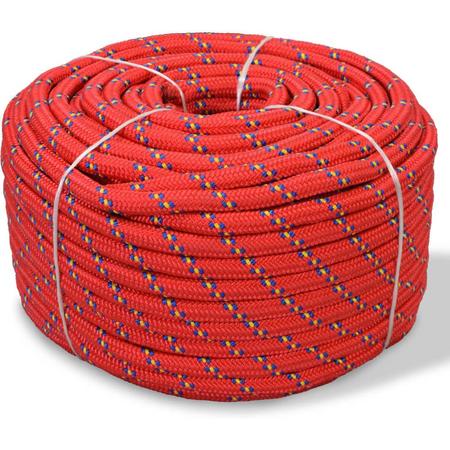 Boot touw 12 mm 50 m polypropyleen rood (incl. Werkhandschoenen)