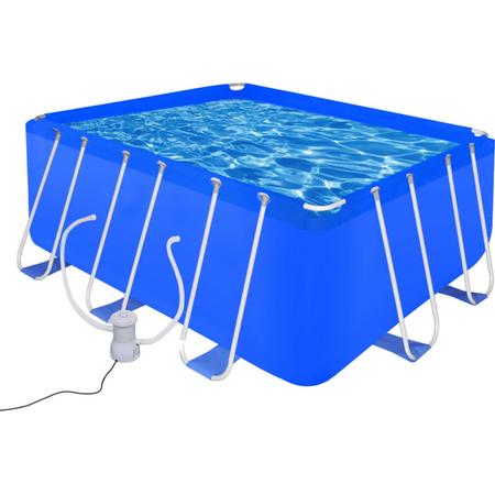 Opbouw zwembad met stalen frame en pomp 400 x 207 x 122 cm
