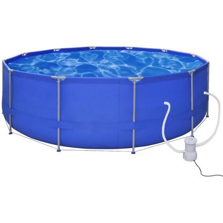 Opbouwzwembad met stalen frame en filterpomp  475 cm rond (incl. Reparatiekit)