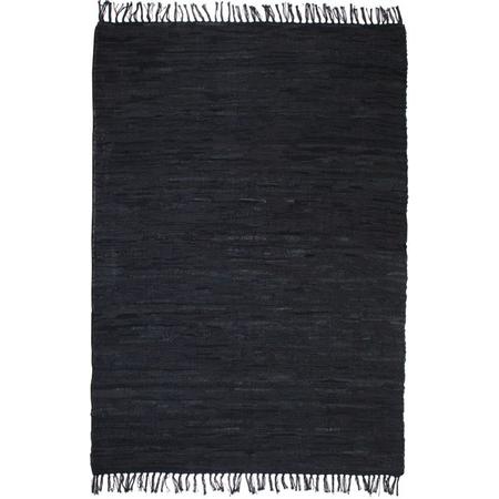 Vloerkleed Chindi handgeweven 120x170 cm leer zwart