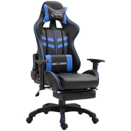 vidaXL Gamingstoel met voetensteun PU blauw