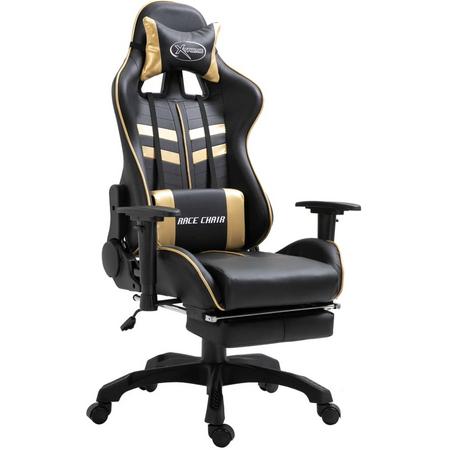 vidaXL Gamingstoel met voetensteun PU goudkleurig