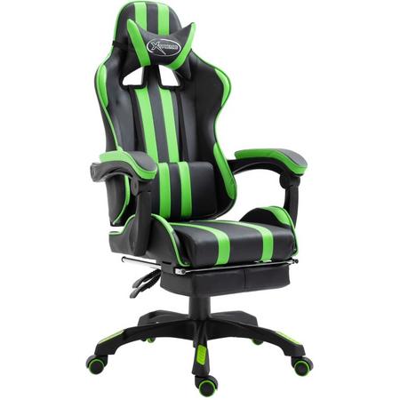 vidaXL Gamingstoel met voetensteun PU groen
