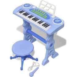 vidaXL Speelgoedkeyboard met krukje/microfoon voor kinderen kinderkamer blauw