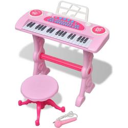 vidaXL Speelgoedkeyboard met krukje/microfoon voor kinderen kinderkamer roze